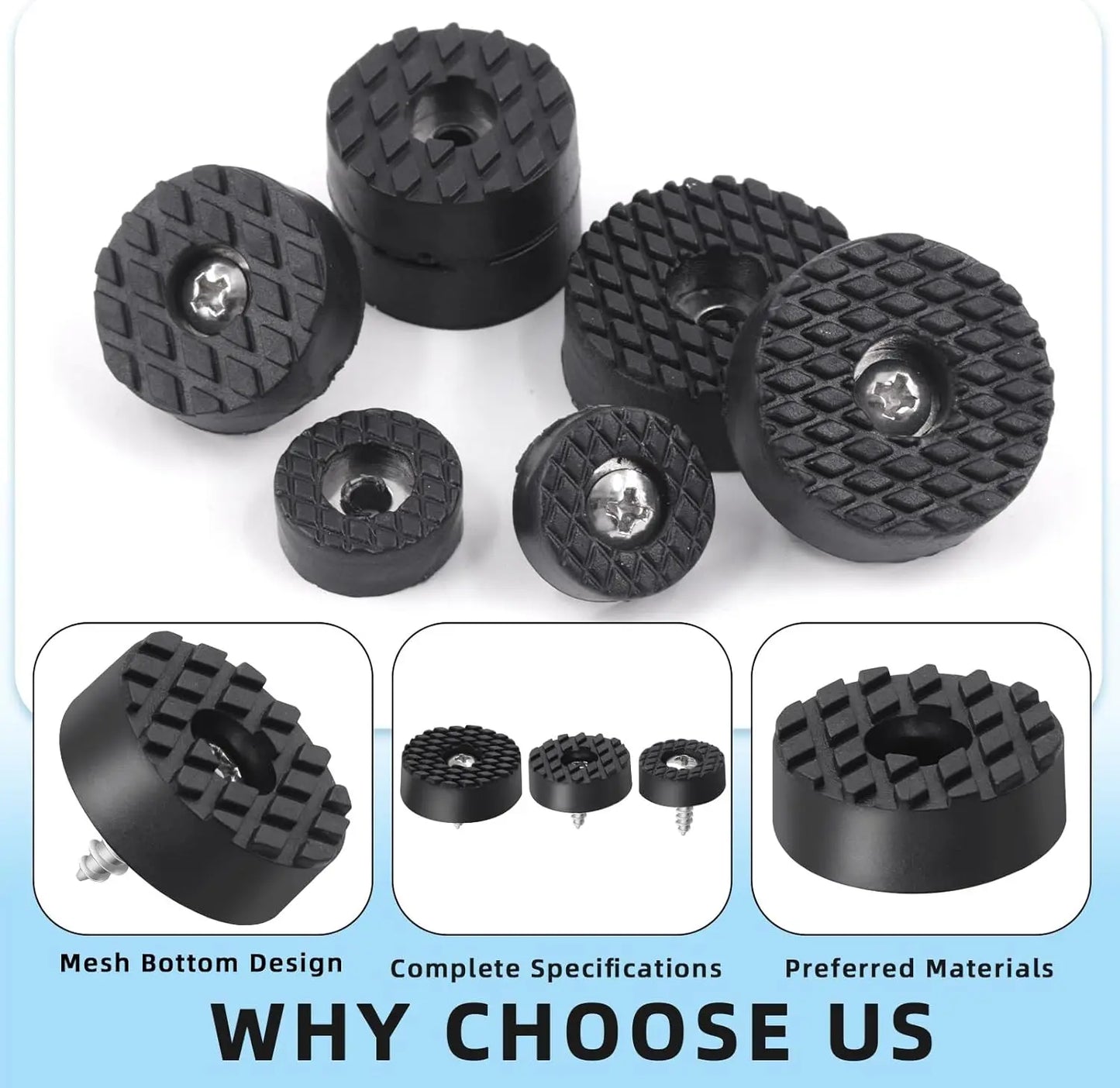 12pcs Round Rubber Feet 18/24/30MM Non-Slip Furniture Pads with Screws Black Floor Bumper Protector for Chair Leg Hardwood Floor