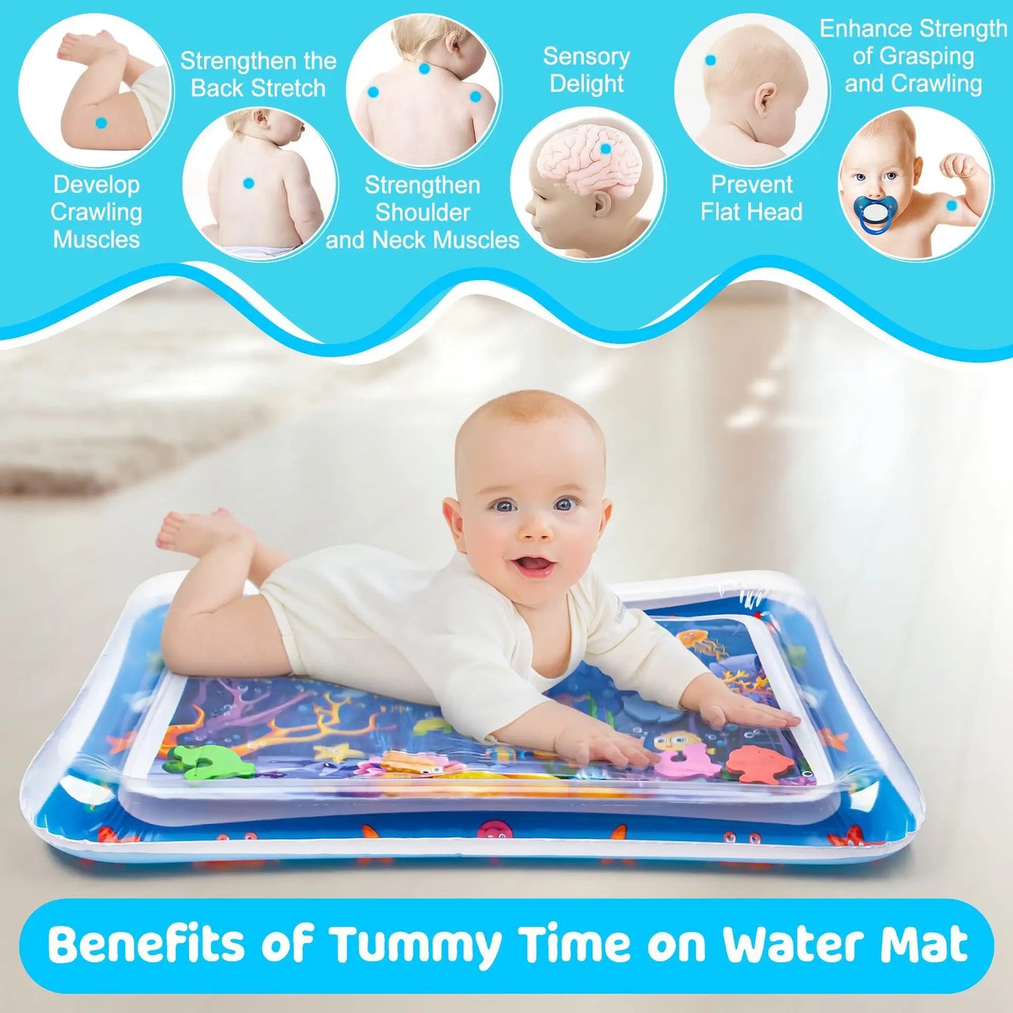 1 PCS Children's Inflatable Pat Pad Baby Pat Pad PVC Marine Animal Water Pad Toy Baby Crawling Inflatable Water Pad Water Toy