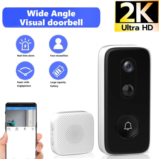 JOOAN 2K HD wireless doorbell camera, smart doorbell video Home Intercom HD night vision 2.4G WIFI rechargeable security doorbel