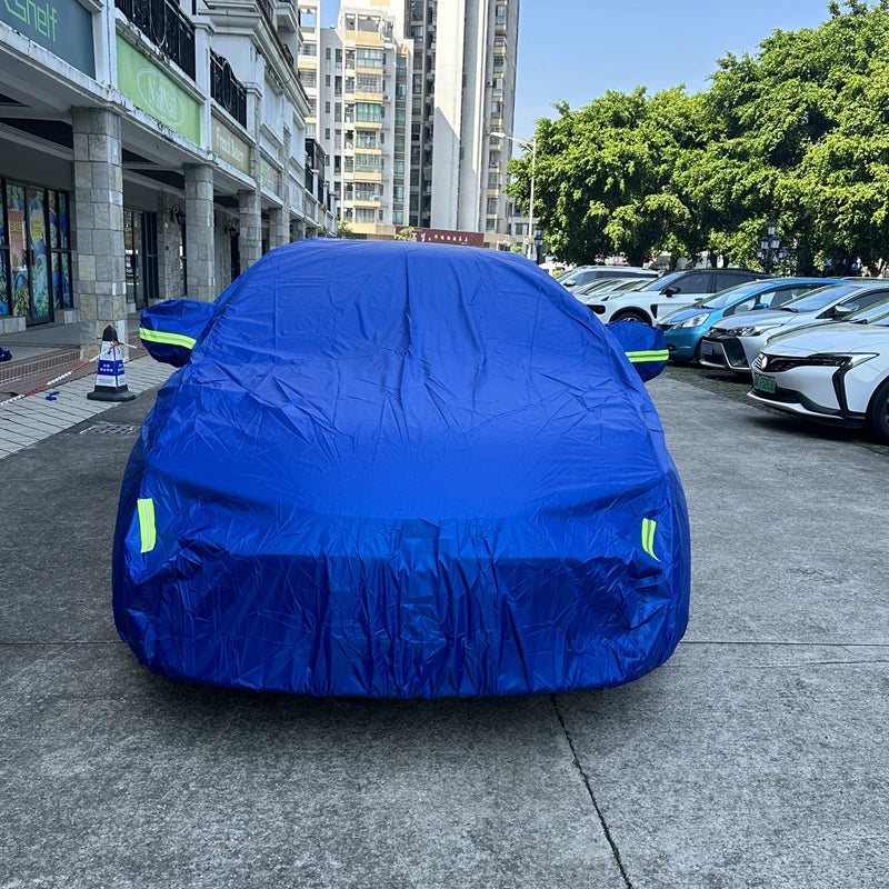 Blue Car Cover Full Exterior Universal SUV/Sedan Full Outdoor Waterproof Sun Rain Snow Protection UV Car Zipper Design