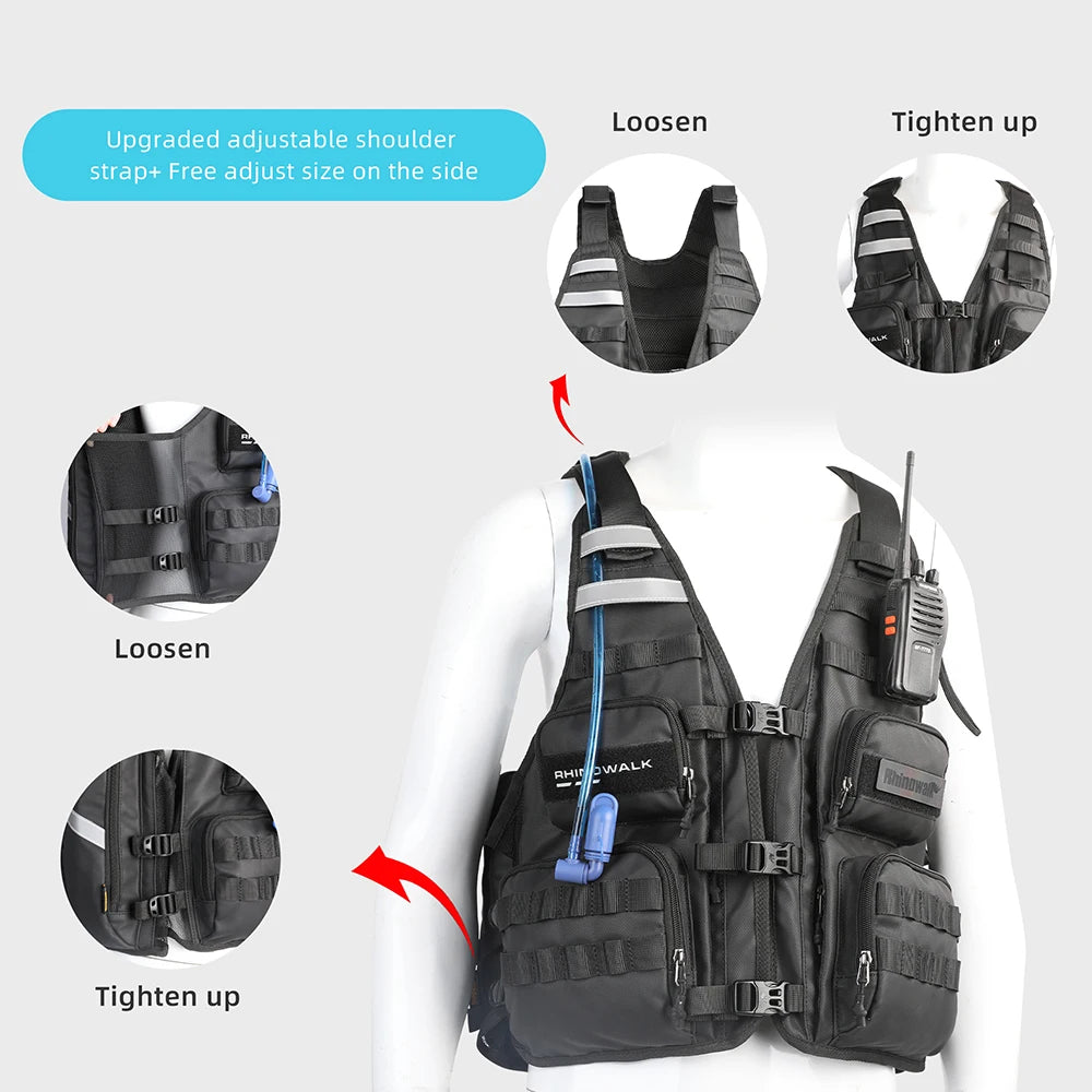 Rhinowalk Motorcycle Vest Adjustable Size Motor Breathable Motocross Vest Motorbike Jacket Backpack Support Water Bag 2L Or 3L