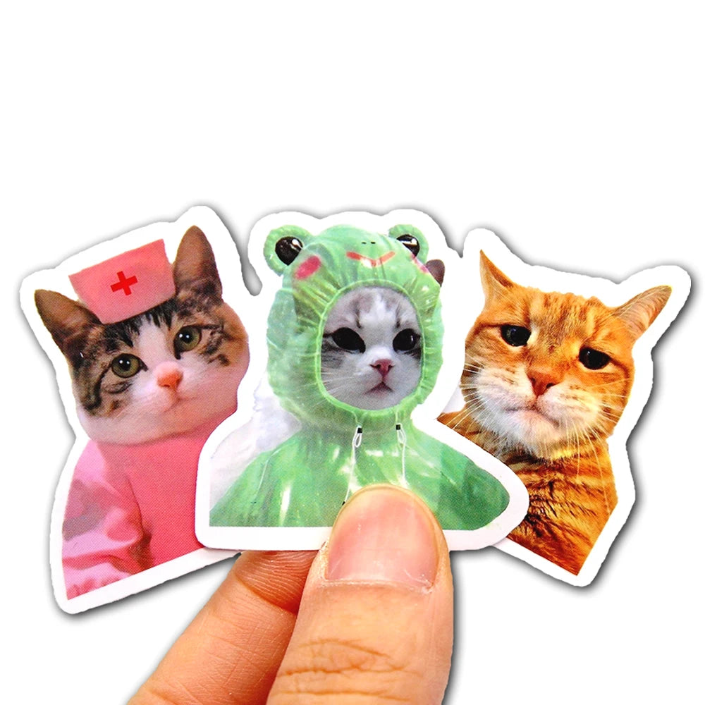 10/50/100pcs Funny Cat Stickers Cartoon Cute Decals Toy Stationery Guitar Phone Bicycle Laptop Luggage Car Graffiti Kids Sticker