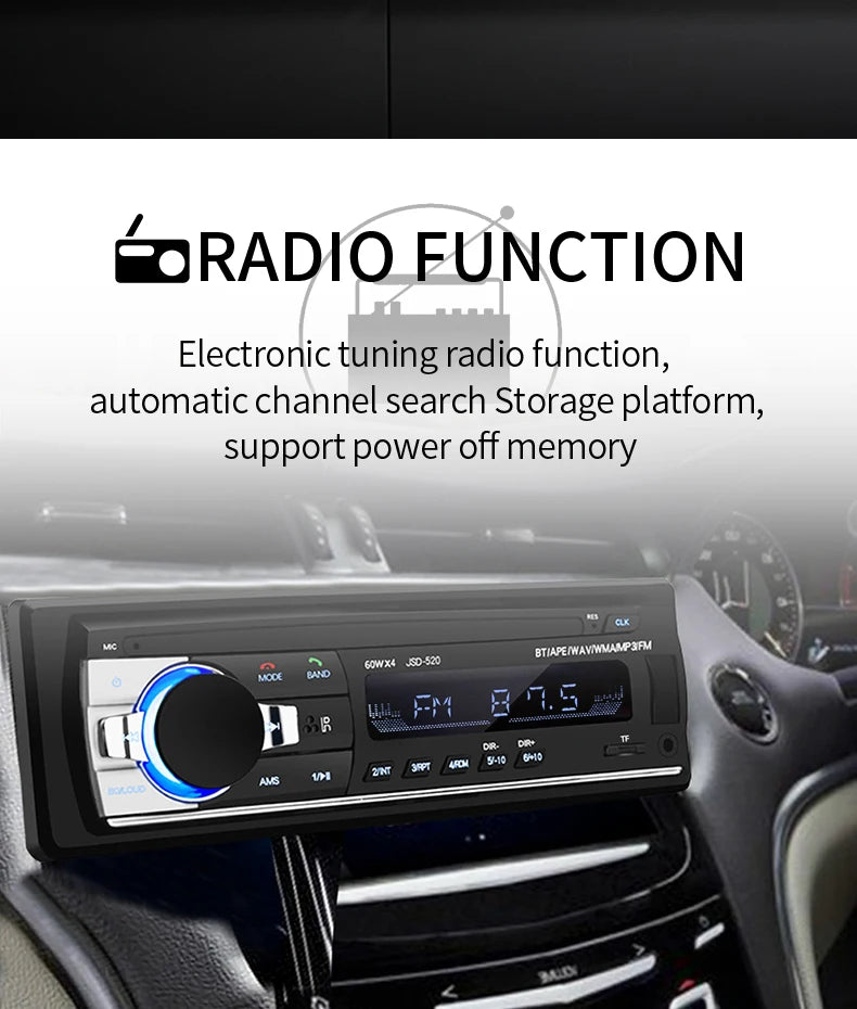 (Factory Direct Sales) Car Mp3 Player Stereo 60W*4 12v/24v Car Truck Usb/Tf/Fm/Aux Bluetooth Audio Radio