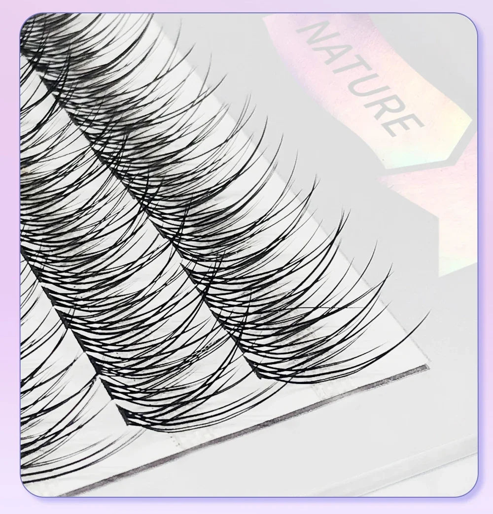 Fish Tail Cluster Eyelash A/M Shape Spikes Lashes Individual Dovetail Makeup Extension Wispy Premade Fans Natural Fluffy 3Rows