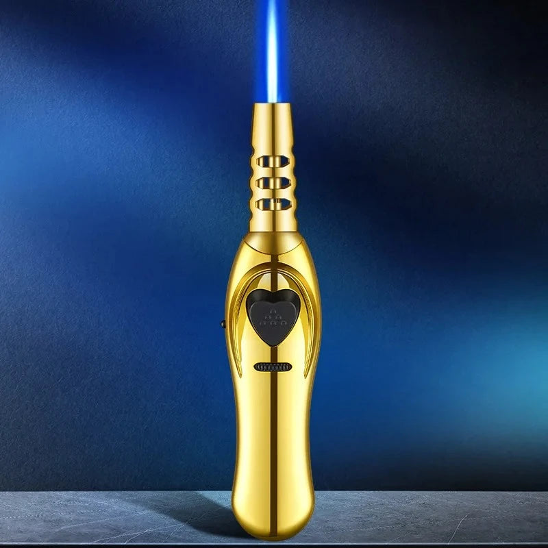 Triple Burner High Power Spray Gun Lighter Windproof Flame Refillable Butane Gas Moxibustion Cigar Outdoor BBQ Kitchen Igniter