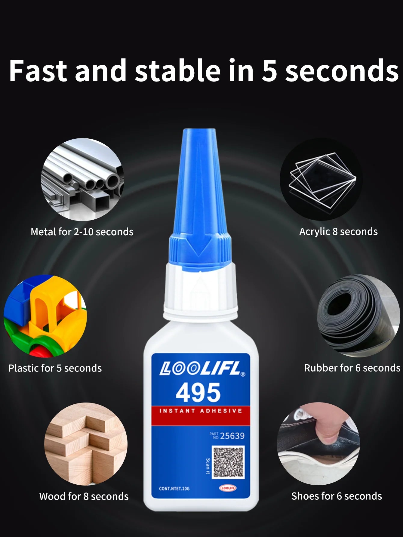 495 Instant Strong Super Glue Universal Superglue Mighty Instant Glue for Resin Ceramic Metal Glass Fast Dry