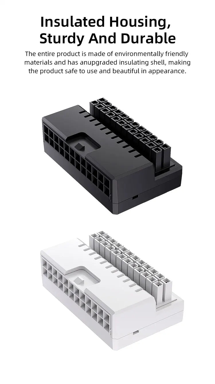 TEUCER ATX 24Pin ARGB Adapter, 90° RGB Power Cord Adapter for Computer Motherboard Power Supply