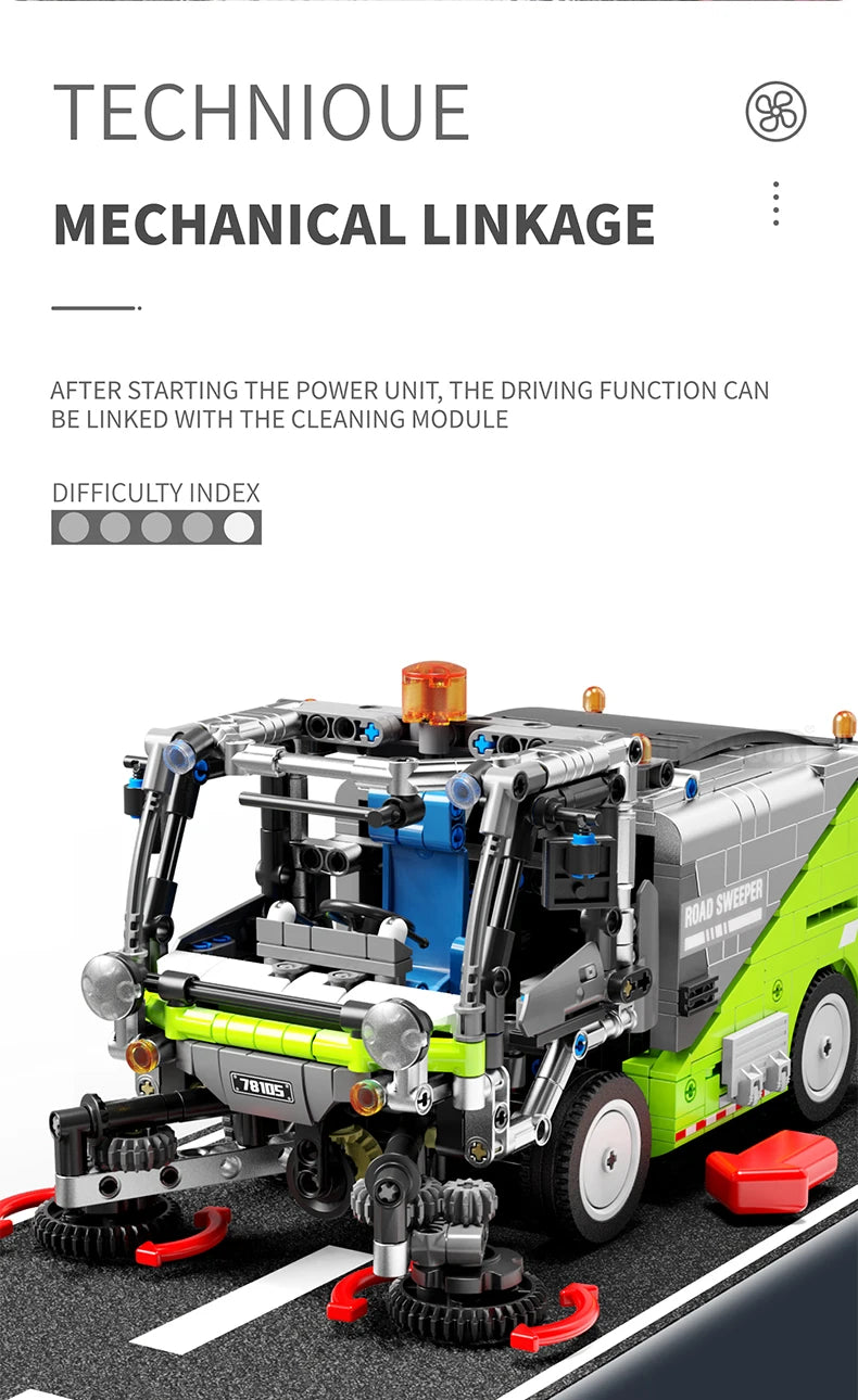899PCS City Construction Sweeper Tractor Building Block Kits Mech Construction Vehicles Set Toys for Adults and Boys Girls