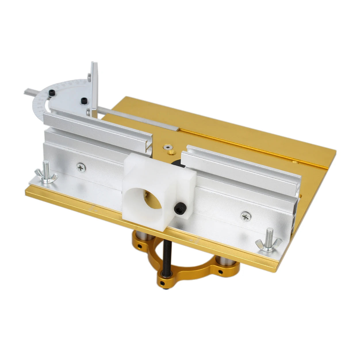 Gold Aluminum Router Table Insert Plate With Lift Base For Woodworking Benches Table Saw 65mm Motors Trimmer Engraving Machine