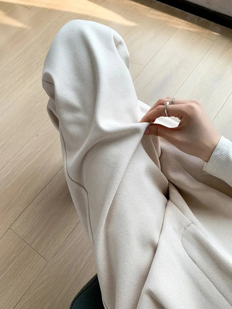 Fashion women's straight leg pants loose casual wide leg pants women straight leg small stylish senior all match all match pants