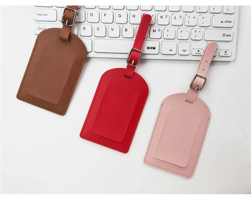 Women Men PU Leather Luggage Tag Suitcase Identifier Label Baggage Boarding Bag Tag Name ID Address Holder Travel Accessorie