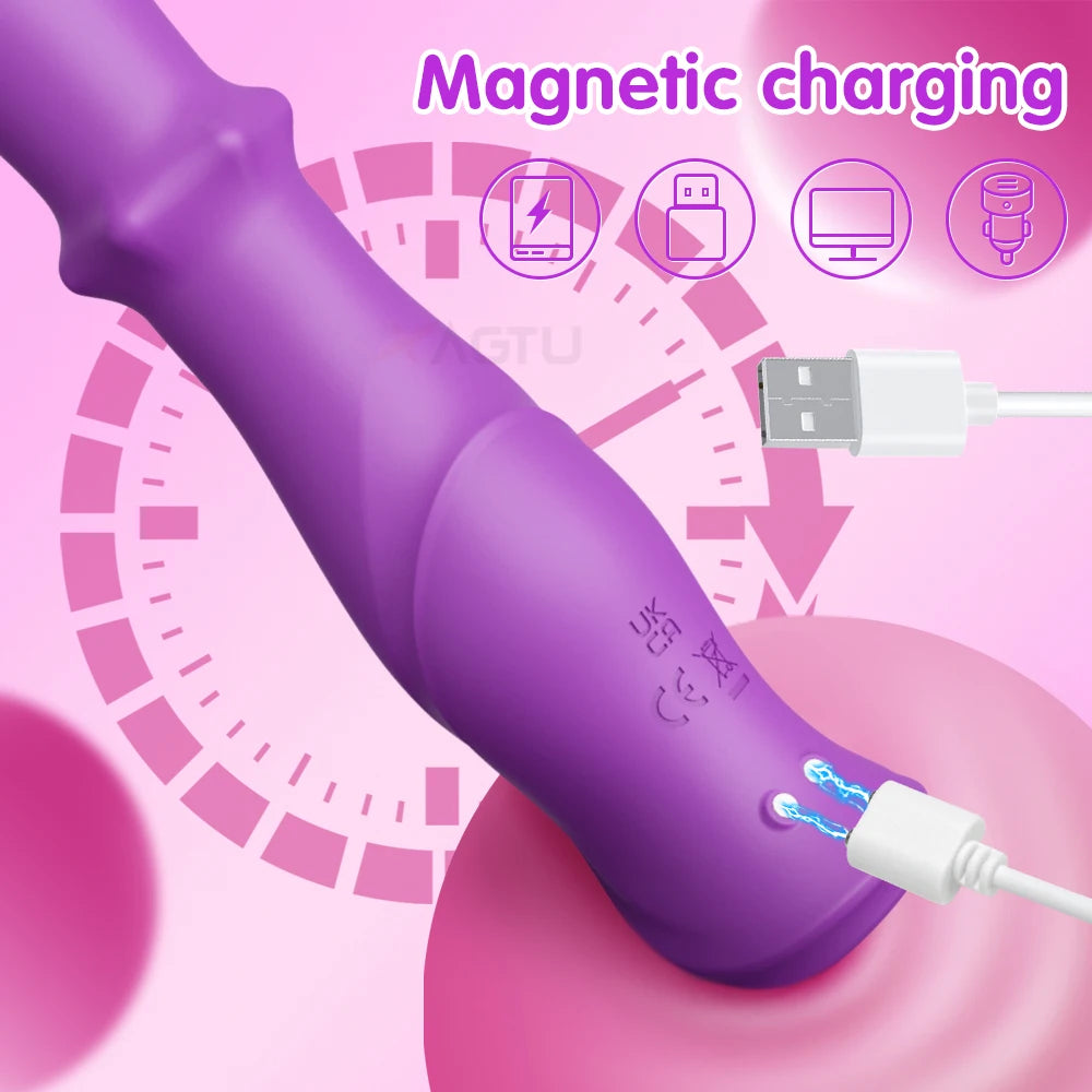 3 in 1 Telescopic Swing Vibrator Women Clitoris G Spot Stimulator Thrusting Beads Dildo Female Masturbation Adult Sex Toys