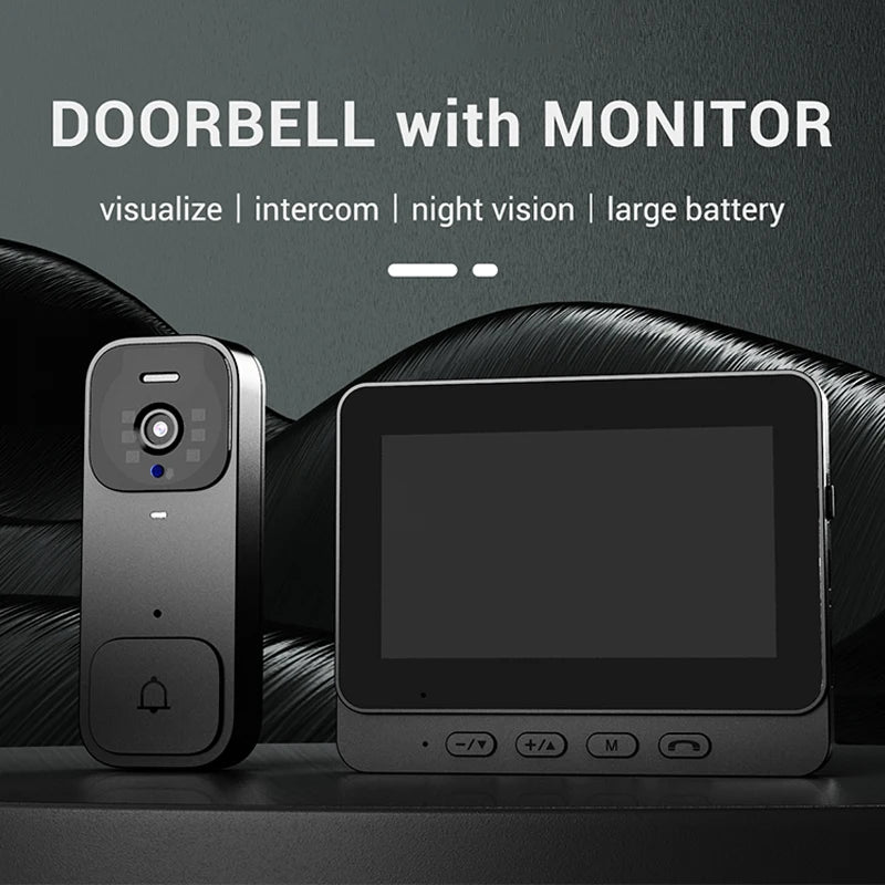 Smart video doorbell two-way intercom 4.3-inch screen Wireless Doorbell Security system Infrared night vision video Door Bell