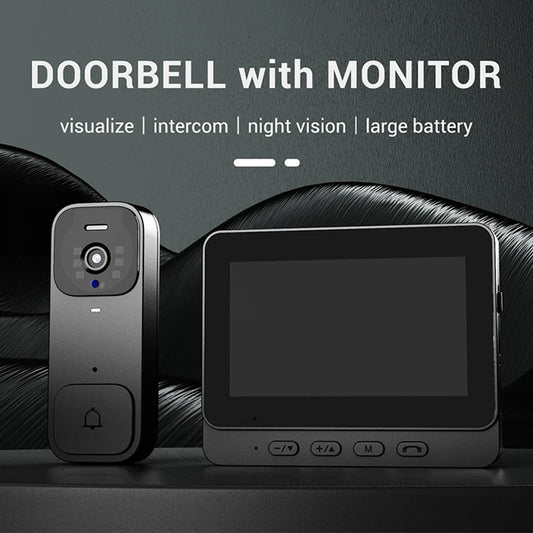 Smart video doorbell two-way intercom 4.3-inch screen Wireless Doorbell Security system Infrared night vision video Door Bell