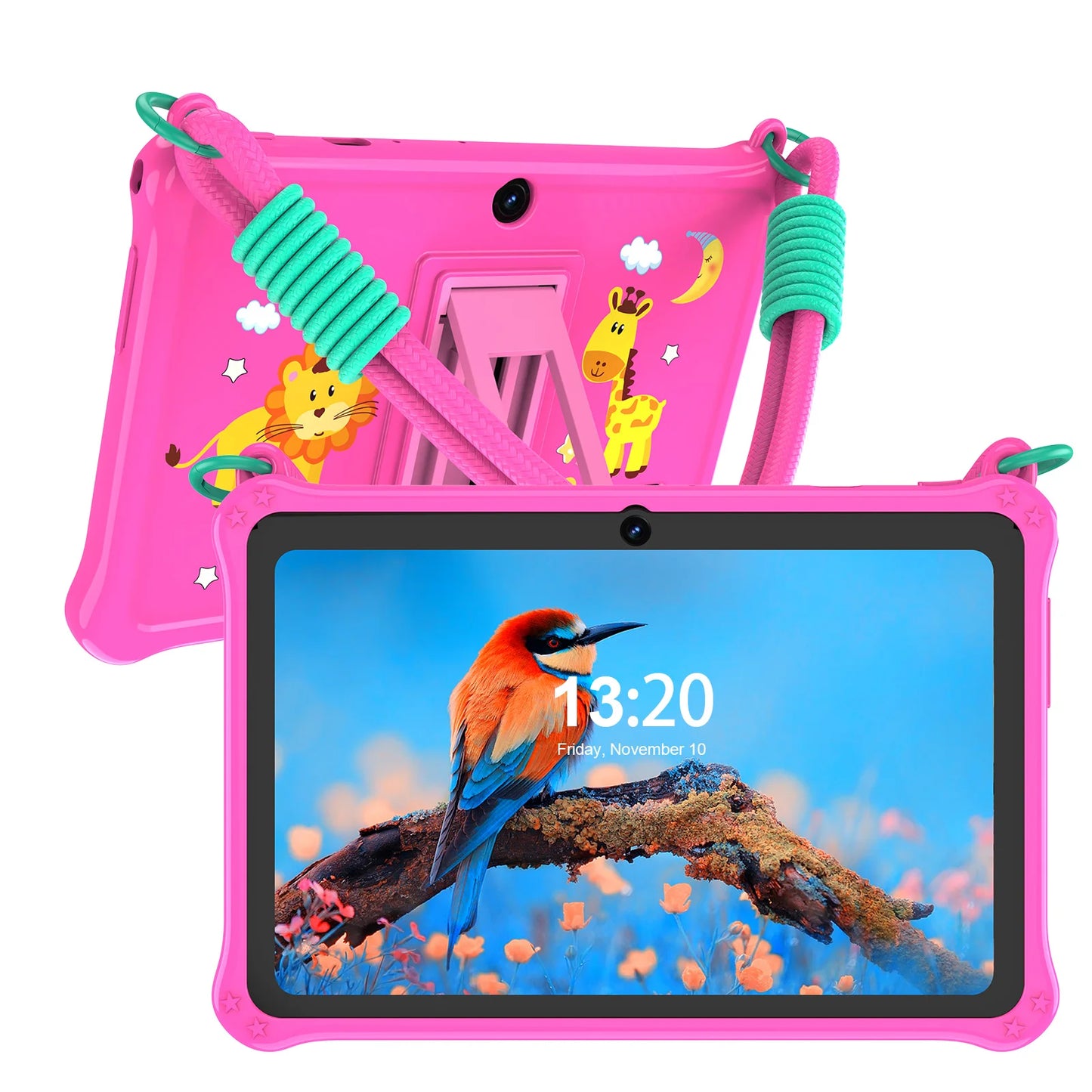 PRITOM Kids Tablet 7 Inch Android 13 4GB (2+2 Virtual) RAM 32GB ROM WiFi Bluetooth Learning Software Installed with Lanyard Case