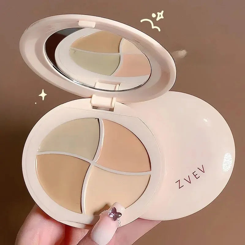 Zvev Four-color Concealer Palette Covers Facial Spots Acne Marks Freckles Dark Circles Tear Troughs Highlighting Cream