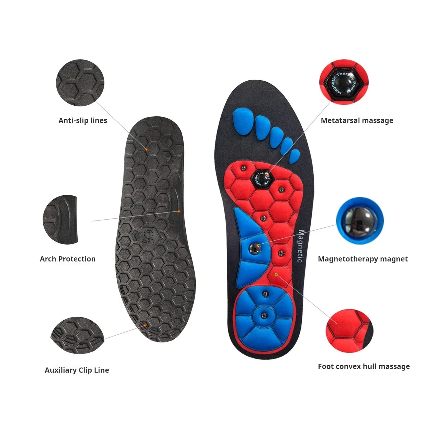 Arch Support Orthopedic Insole Magnetic Therapy Massage Insoles Men's Foot Acupoint Massage Insoles Anti-fatigue Health Insoles