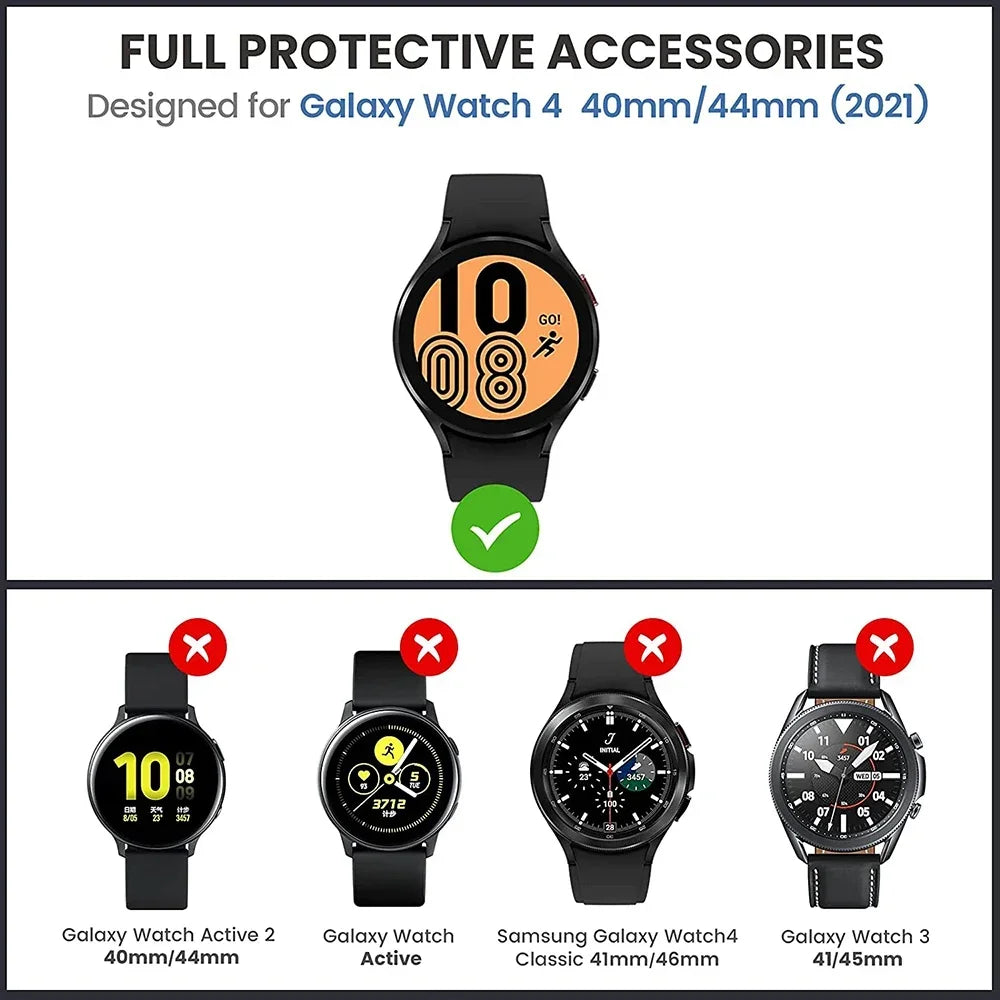 Tempered Glass+PC Cover for Samsung Galaxy Watch 4 5 6 44mm 40mm All Coverage Protective Bumper Case Galaxy Watch4 5 Accessories