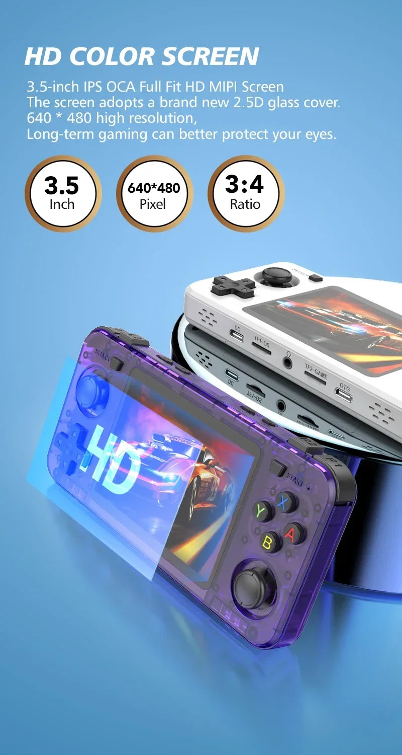 R36H Retro Handheld Video Game Console 3.5 Inch IPS Screen 10000+ Games ARKOS Emulator for PS1/PSP/DC/N64/SS