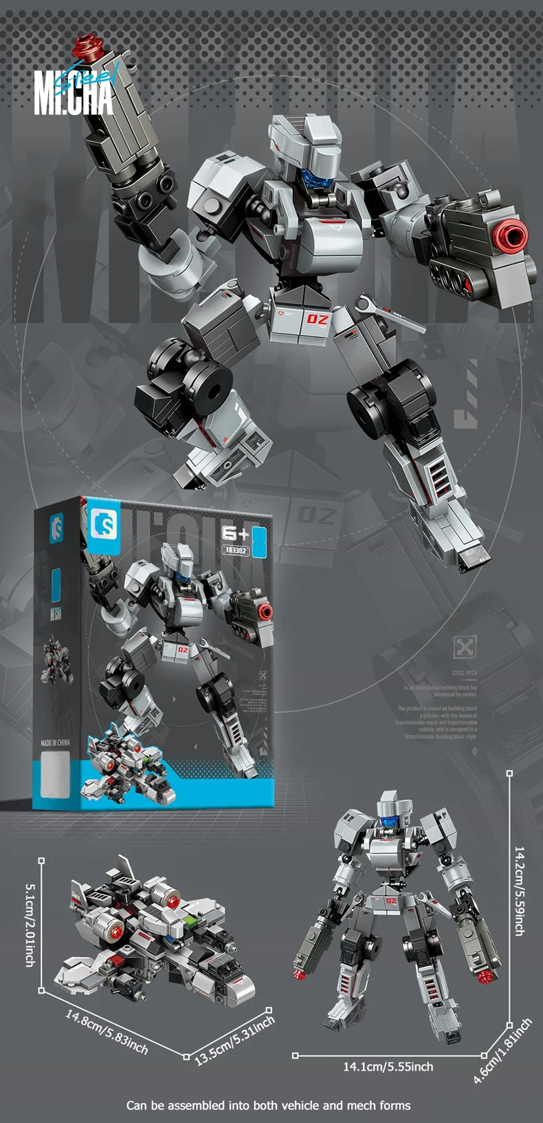 SEMBO Transforming Mech Assemblage Building Block MOC Robot Model Bricks Car Construction Set Kids Toys for Boys Birthday Gifts
