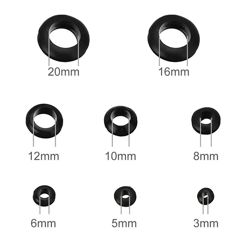 200pcs 3/5/6/8/10/12/16/20mm Rubber Seal Ring Oil Sealing Grommet Gasket for Protect Wire Cable Hole Protection Ring Shim Washer