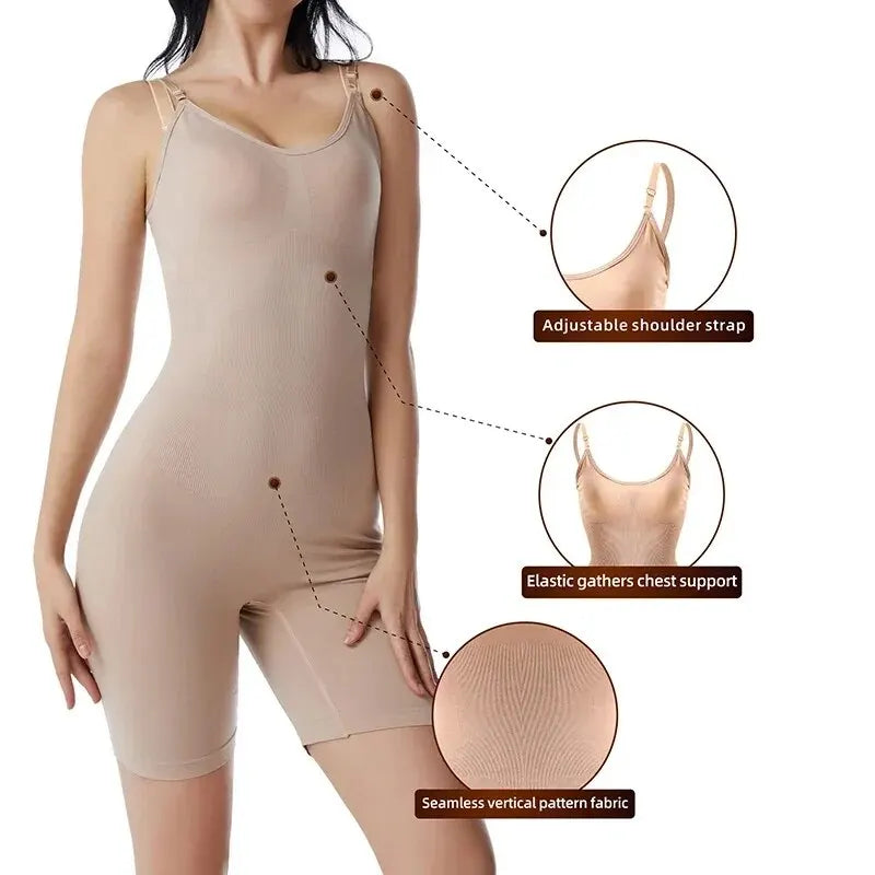 Seamless Women Bodysuit Butt Lifter Shapewear Waist Trainer Body Shaper Strappy-Back Chest Enhancing Corrective Underwear Corset