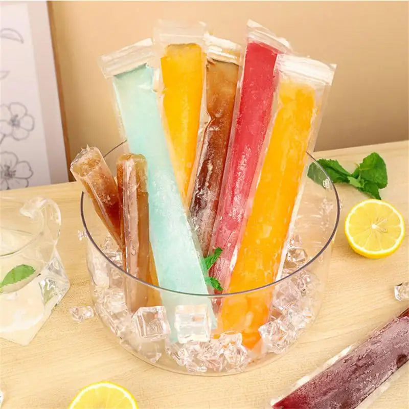 2024 Disposable Ice Pop Mold Bag Large Freeze Popsicle Sealed Bags DIY Juice Yogurt Smoothie Bag With Funnel Ice Cream Tool