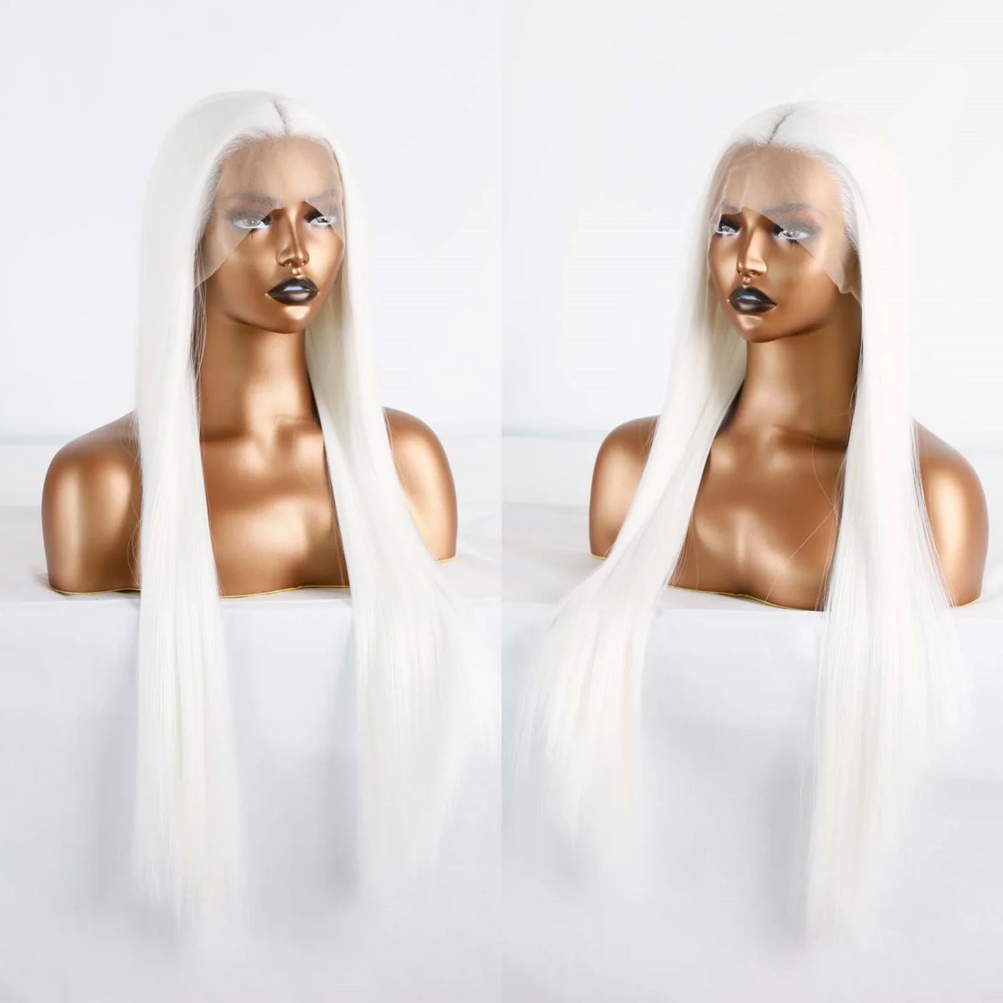 White Wig Straight Synthetic Lace Front Wig Glueless Wigs Ready to Wear Long White Wig Cosplay Snow White Colored Wigs for Women