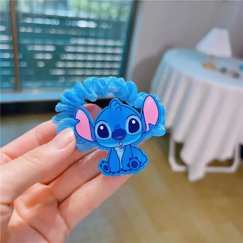 Hot 10pcs Sale Disney Anime Stitch Hair Bands Kawaii Stitch Hairpin Cartoon Rubber Band Hair Accessoires Girl Gifts Toy Figure