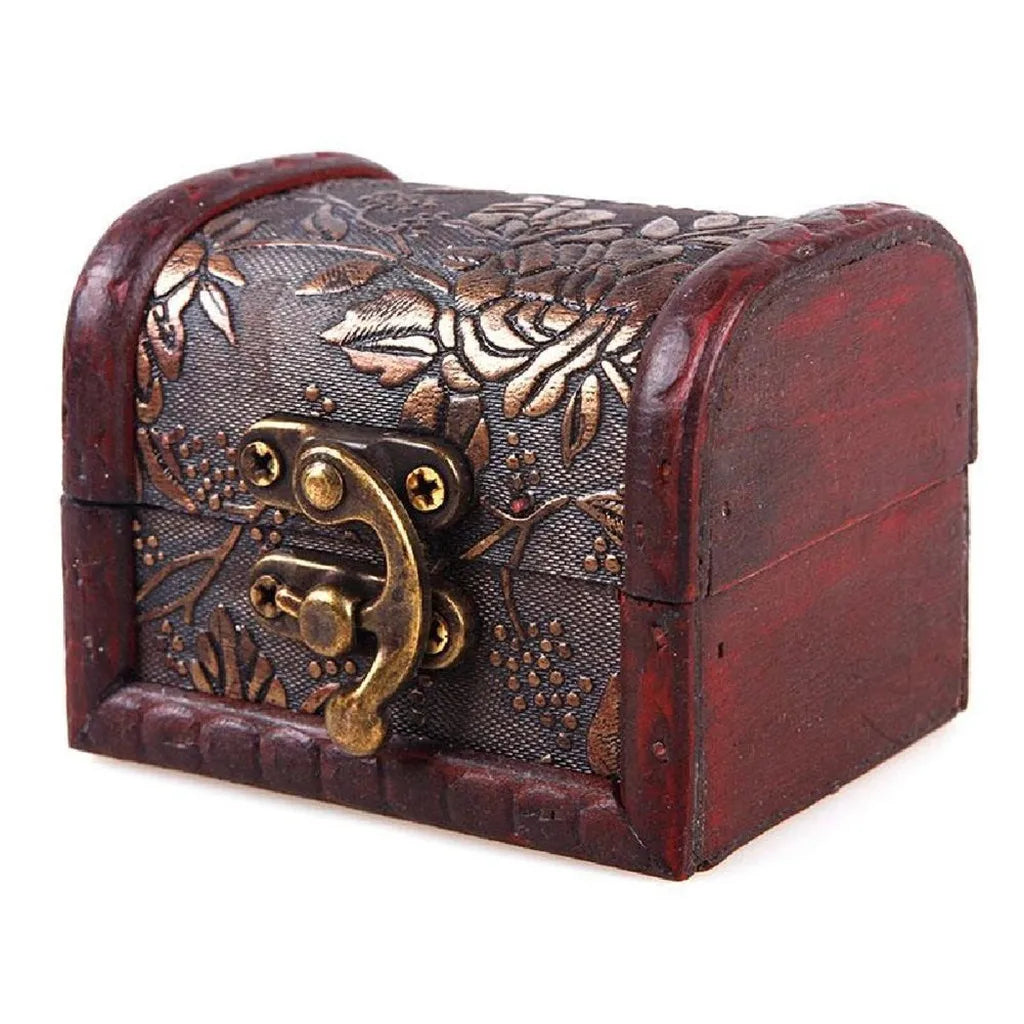 1PCS Jewelry Box Vintage Wood Handmade Box With Mini Metal Lock For Storing Jewelry Treasure Pearl