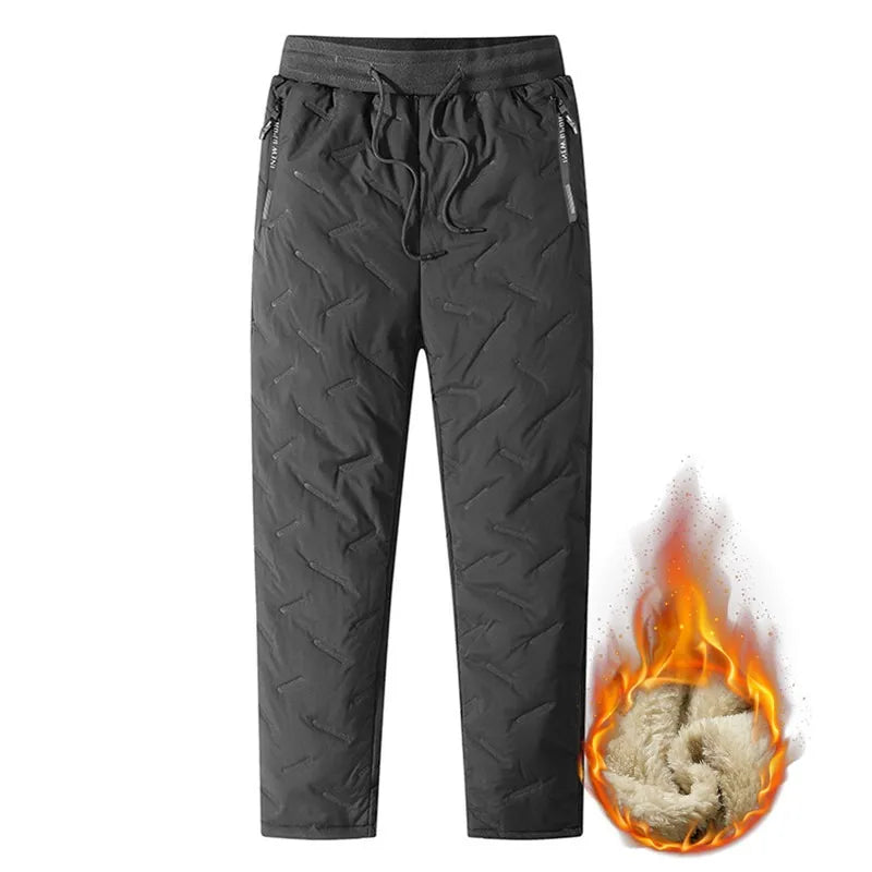 Winter Sweatwear Men Plush Thick Sport Sweatpant Lambswool Thermal Trousers Casual Pants Waterproof Windproof Warm Cotton Pants