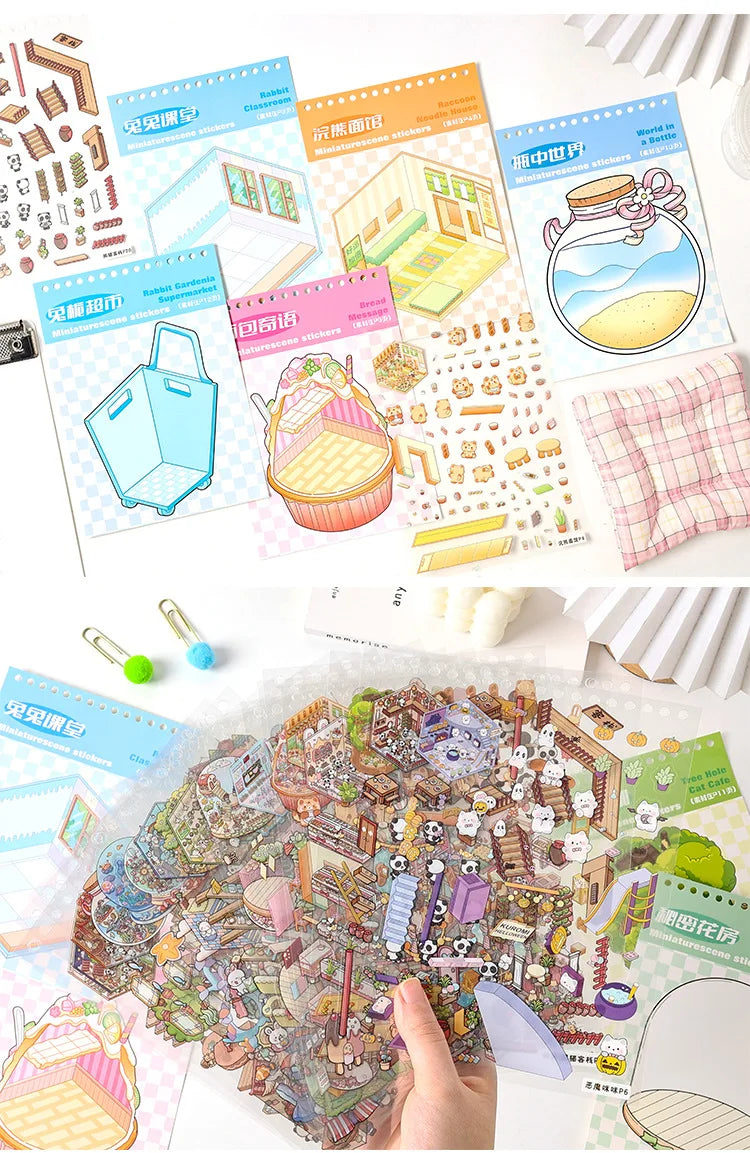 20Sences in Book 2.5D Landscape Sticker Album Cartoon Scene DIY Toy Game Festival Birthday Present Gift Box for Kid Girl Child