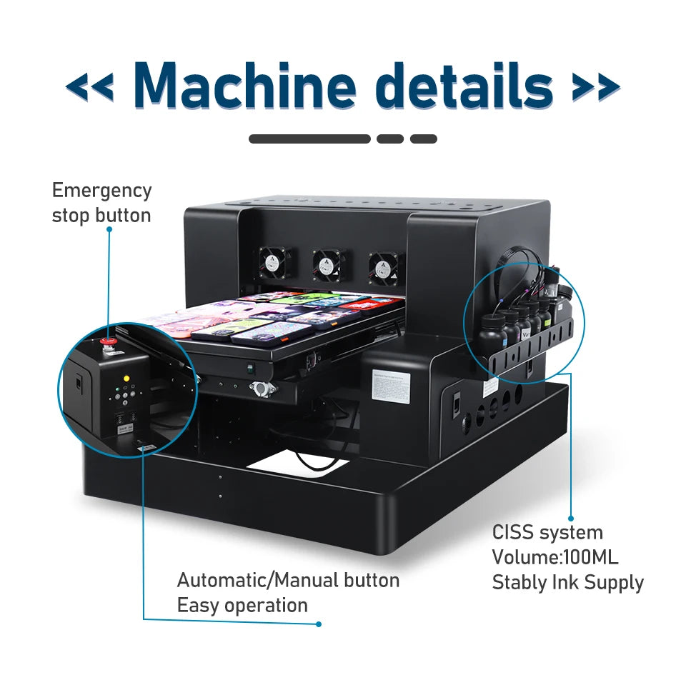 A3 A4 UV Printer For Epson L805 UV DTF Printing Machine A3 UV Flatbed Printer UV DTF Printer For Pen Metal UV Sticker Printer