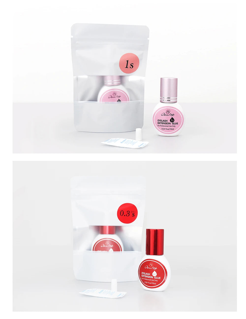 GLAMLASH 0.3-2 Sec Dry Eyelash Extension Glue Individual False Lashes Black Adhesive Kit for Professional Use