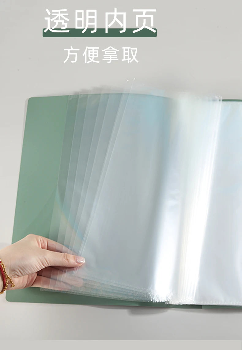 KOBEST 20/30/40/60 Pages A4 Side Transparent Thickening Folder High Quality Multi-layer File Cover Office School Supplies