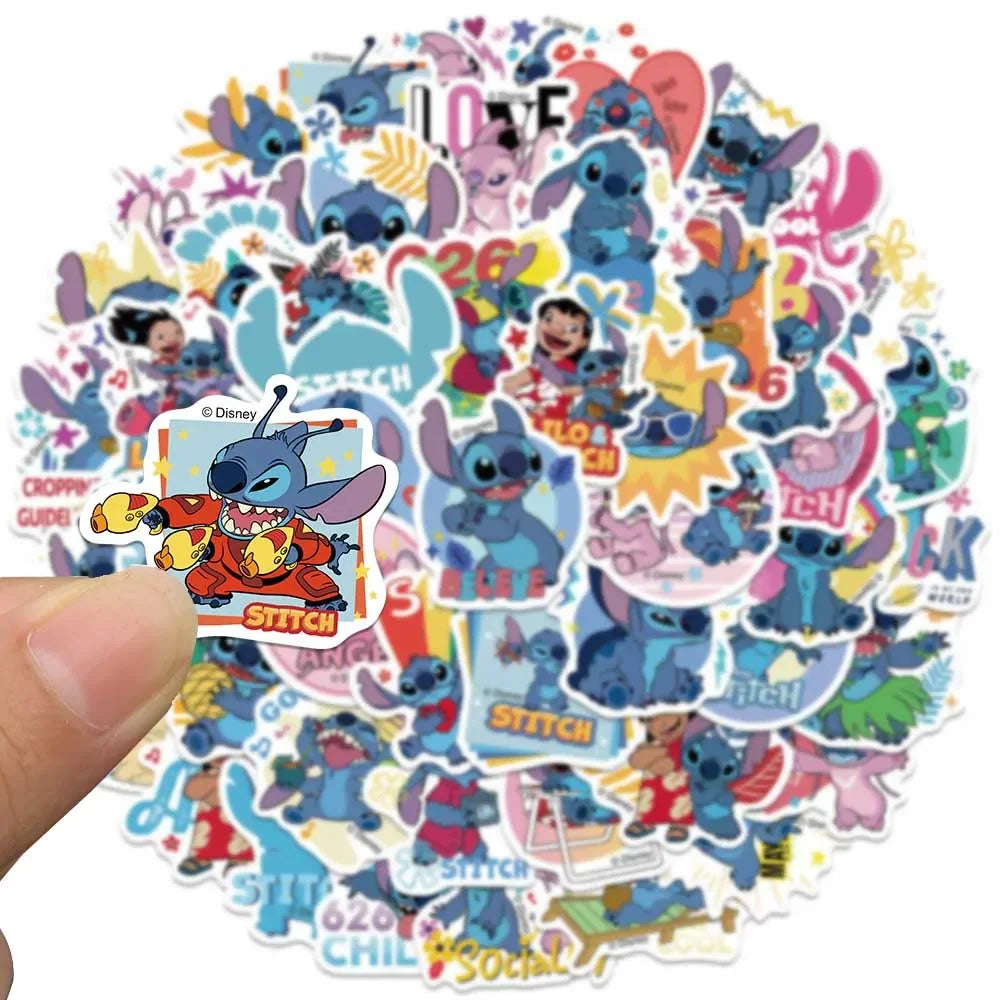 Disney Cartoon Kawai Stitch Stickers for Phone Laptop Diary Guitar Suitcase Graffiti Waterproof Sticker Decals Kids Toy
