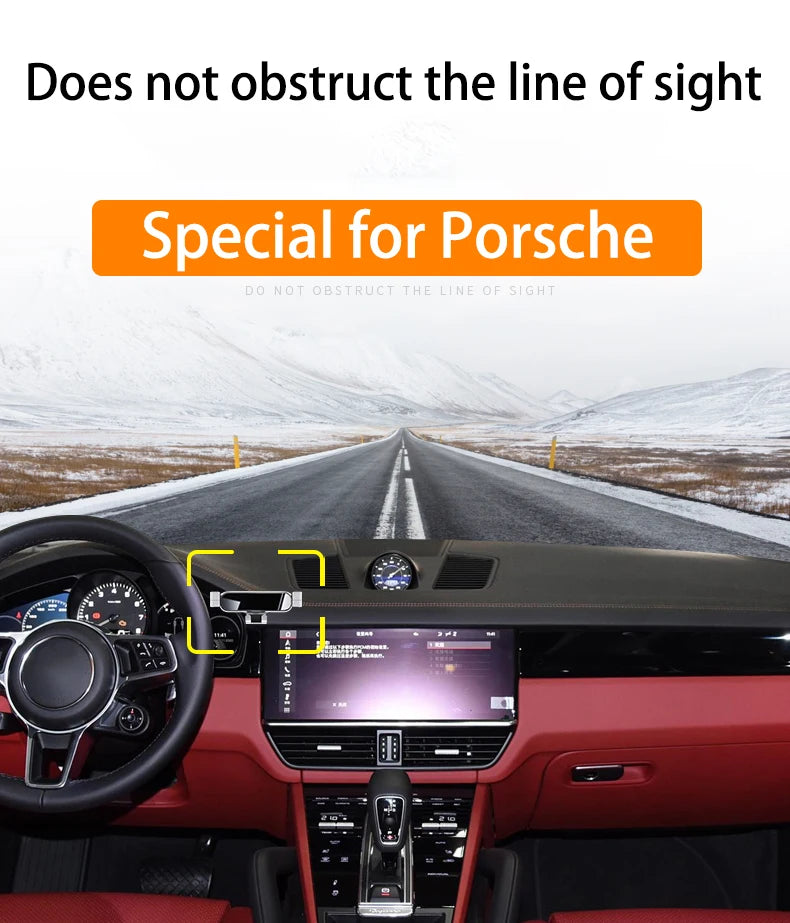 Car Phone Holder For Porsche Panamera 2010-2022 GPS Special Gravity Navigation Mobile Bracket 360 Degree Rotating Stand