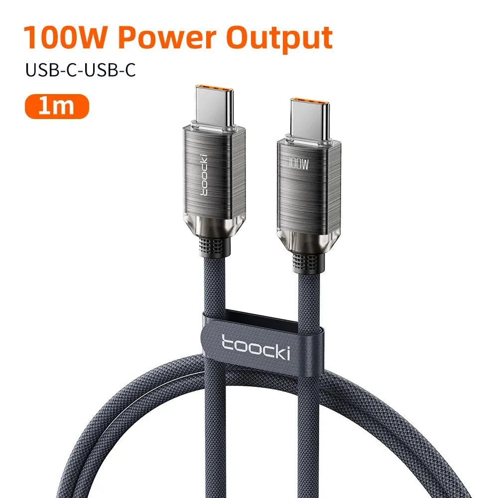 Toocki USB Type C to Type C Cable 100W Fast Charging for iPhone 15 Pro Max MacBook Samsung Galaxy Huawei Xiaomi Oneplus POCO