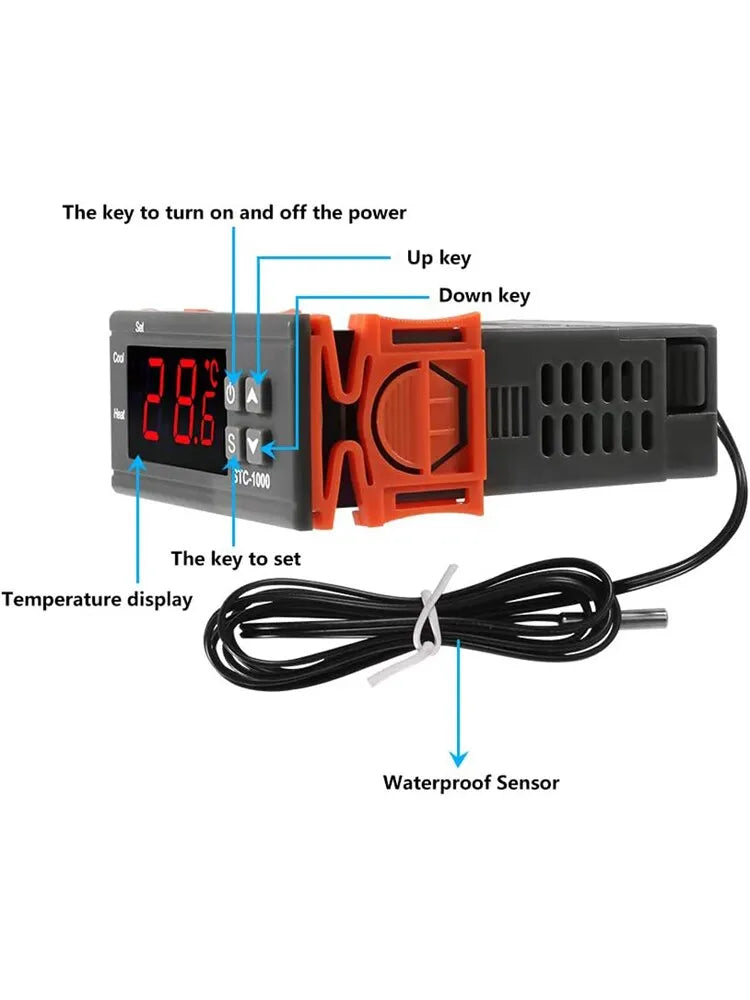 STC-1000 Digital LED Temperature Controller Centigrade Thermostat Heating Cooling 2 Relays Output NTC Sensor Probe AC 110-220v
