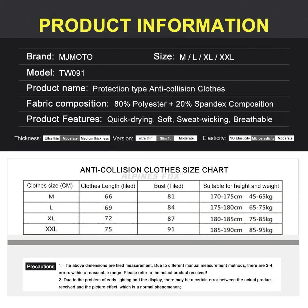 Motorcycle Full Body Armor Jacket Protective Moto Underwear Anti-collision Motorbike Riding Clothes Honeycomb Pad Motocross Tops