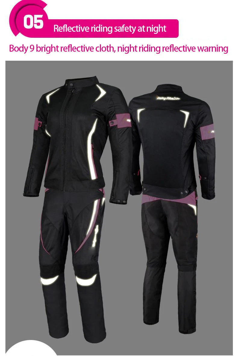 Motorcycle riding wear summer female waterproof motorcycle suit set slim-fit anti-fall four seasons racing clothing