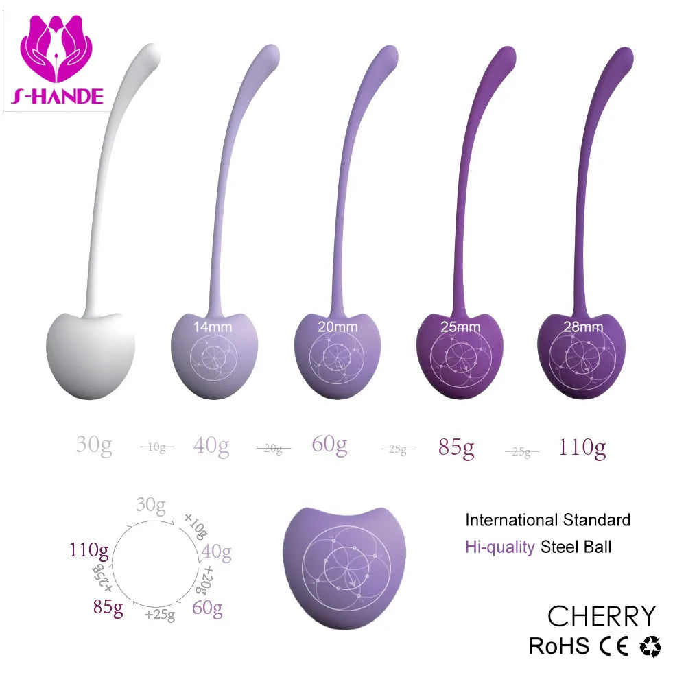 5PCS Silicone Cherry Ben Wa Weight Set of Kegel Ball Kegel Exercise Weight Bladder Control Device & Pelvic Floor Muscle Training
