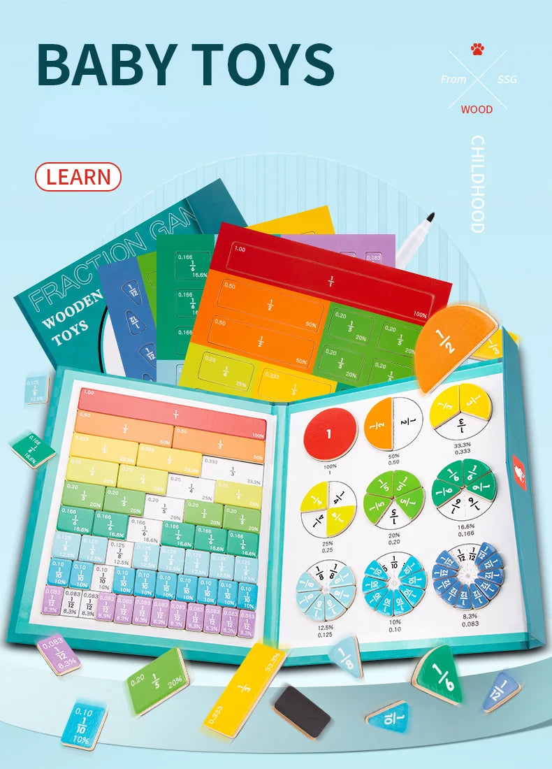 Magnetic Fraction Tiles Division Board - Educational Math Counting Game with Interactive Circles for Youngsters