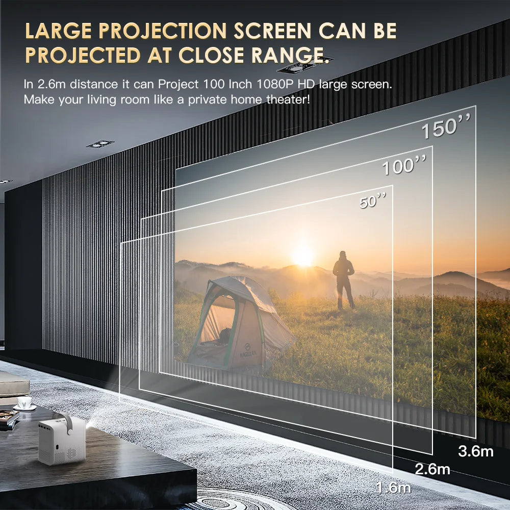 HONGTOP P10 Smart 4K Android WiFi Portable 1080P Home Theater Video LED Bluetooth Mini Projector 4GB 64GB Android 10  Projector