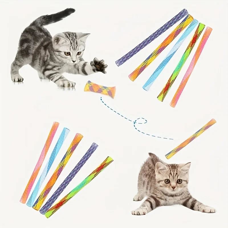 Folding Spring Shaped Toys  Colored Elastic Spring  Interactive Cat Tearing Stick  Providing Fun And Excitement For Pets