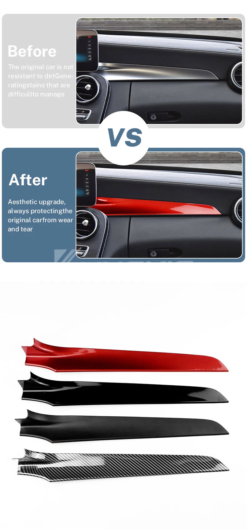For Mercedes Benz C Class W205 C180 C200 GLC X253 2015 2016 2021 LHD RHD Carbon Fiber ABS Center Console Dashboard Trim Cover