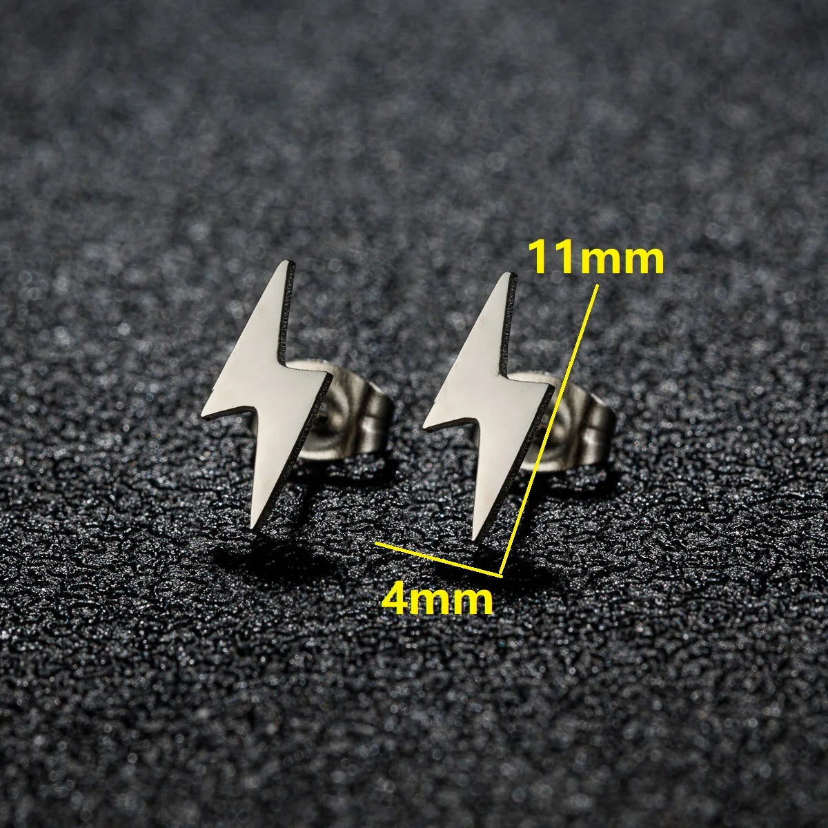 1Pair Stainless Steel Lightning Bolt Earrings Punk Thunder Earring for Men Women Daily Jewelry