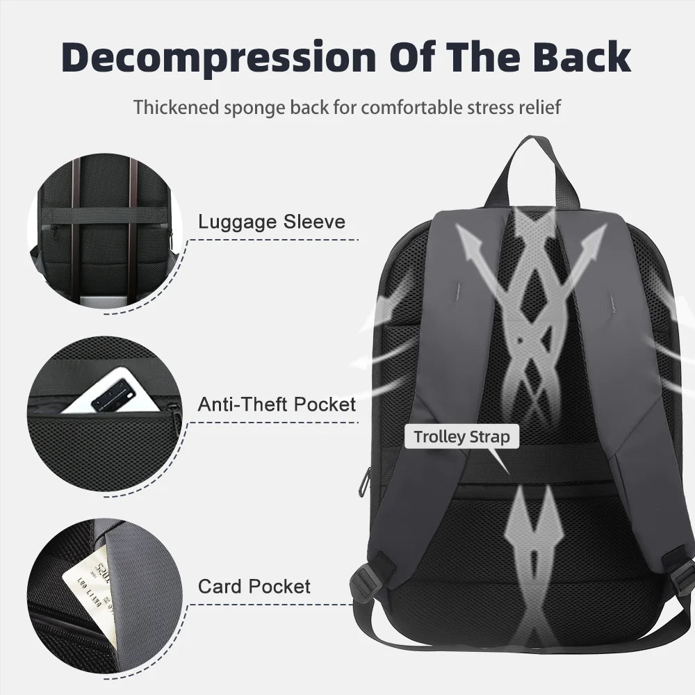 HcanKcan Men's Expandable Backpack Multifunction 17.3inch Laptop Bag Fashion Waterproof Travel Backpack Lightweight Business Bag