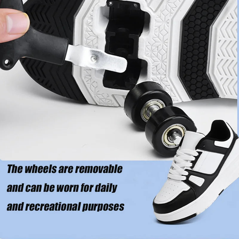 Children's Roller Skate Shoes Student Inline Skating Shoes grils 4-Wheel Deformation Boy's Skating Shoes