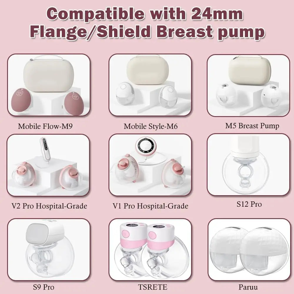 Flange Insert 6pcs Compatible with Momcozy/Spectra/Medela/eufy/Lansinoh/Elvie Breast Pump, Fit for 24mm Flange/Shield